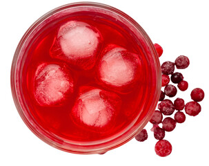 Cold Lingonberry Drink, Iced Cowberry Tea, Refreshing Cranberry Cocktail, Berry Mors, Red Berries Juice © ange1011