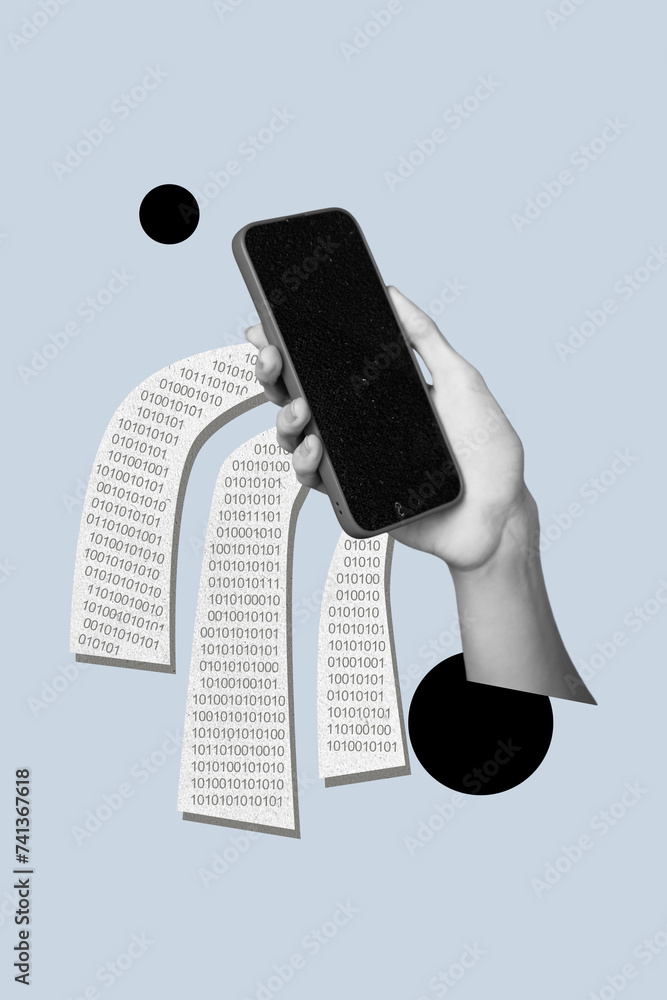 Aufkleber vertical colllage picture smartphone digital data information leak hacking internet cyber security s