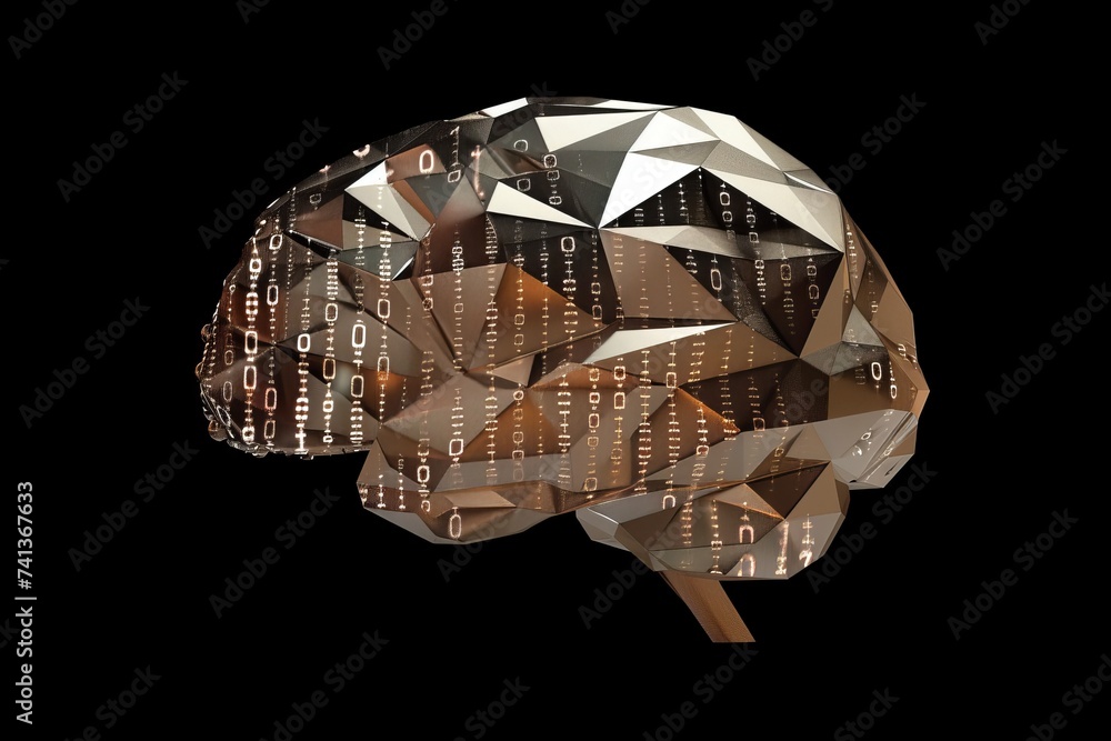 Poster ai brain chip through silicon vias. artificial intelligence data mining mind focus axon. semiconduct