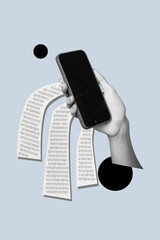 Vertical colllage picture smartphone digital data information leak hacking internet cyber security...