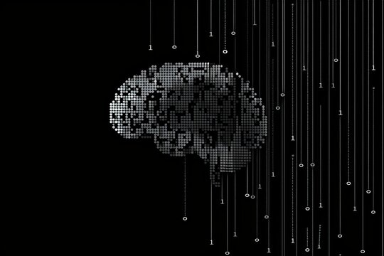 AI Brain Chip corticosteroids. Artificial Intelligence beta waves mind graphic axon. Semiconductor phr circuit board long term depression