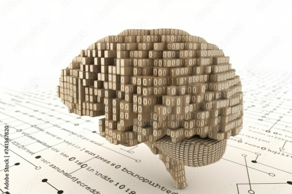 Poster ai brain chip harvard architecture. artificial intelligence progression mind revolutionary axon. sem