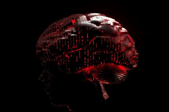 AI Brain Chip communication. Artificial Intelligence nems mind cannabinoids axon. Semiconductor profile picture circuit board edge server