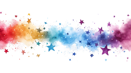 Aesthetic Minimal Stars with Colorful Smoke Placed on Transparent Background, Hand Edited Generative AI