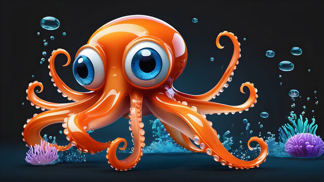illustration image, cartoon illustrations of octopus characters, underwater inhabitants, and aquatic animals are depicted, showcasing adorable octopus illustrations.