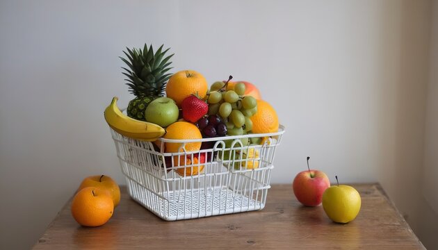 Fruit in white wire basket