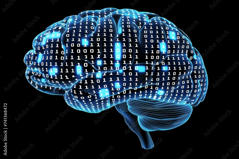 Poster ai brain chip neurology. artificial intelligence stroke mind ai privacy axon. semiconductor visual i