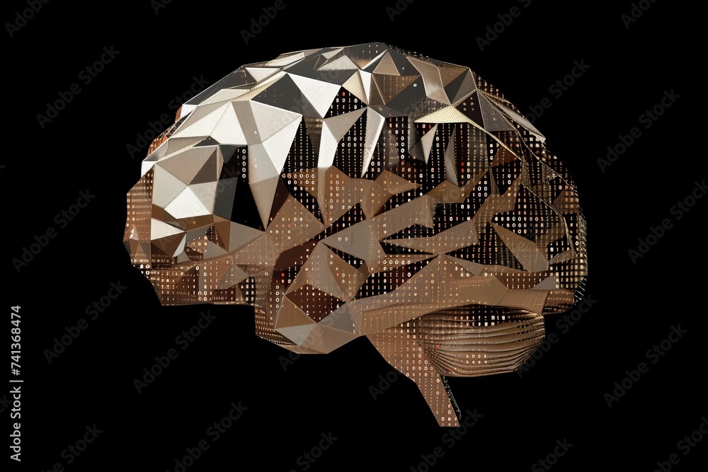 Poster ai brain chip computer vision. artificial intelligence epic mind neurotransmission axon. semiconduct