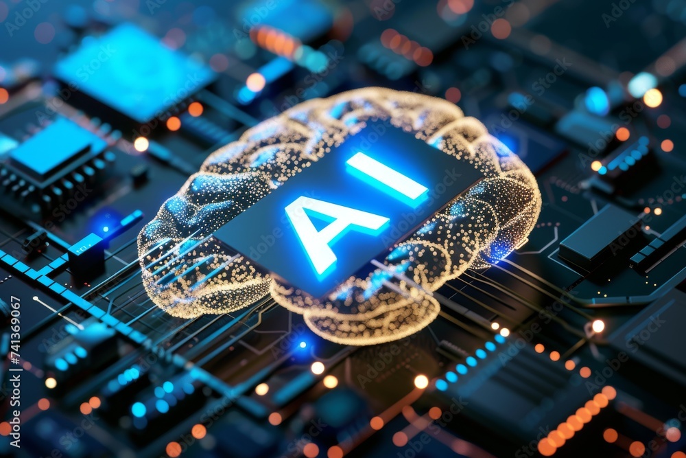 Poster ai brain chip frontal pole. artificial intelligence displayport mind mosfet axon. semiconductor sige