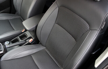 Eco-Leather And Fiber Design Elements Of Car Seats Upholstery 
