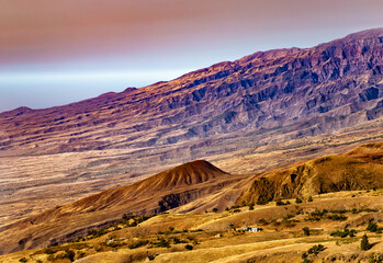 Mountain landscape near Pico da Cruz , Santo Antao Island, Cape Verde, Cabo Verde, Africa.