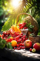 fresh healthy citrus fruits on a wooden table