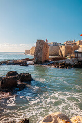 View of the city and wall of Akko (Acre), Israel.