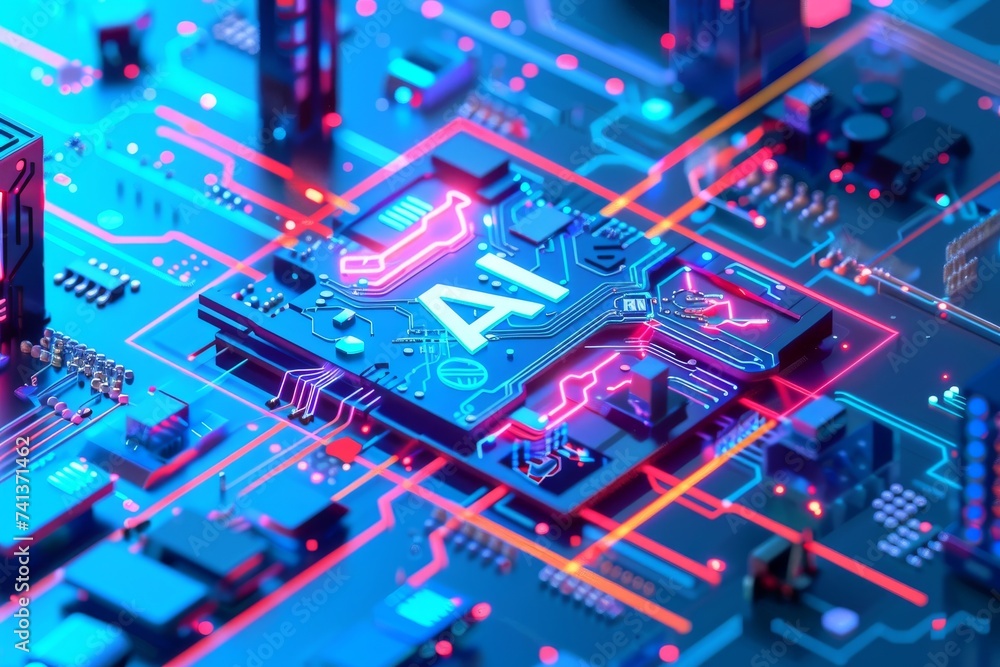 Poster ai brain chip image guided ct. artificial intelligence flash mind communication tool axon. semicondu