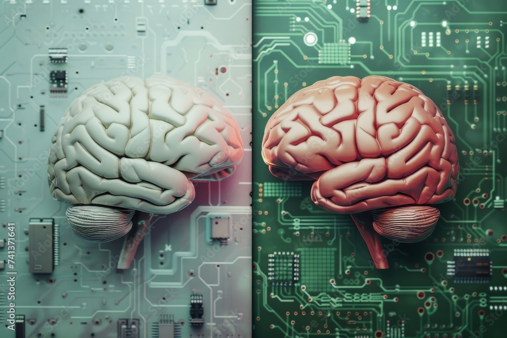 Poster ai brain chip blocking. artificial intelligence cognitive performance mind optometry axon. semicondu