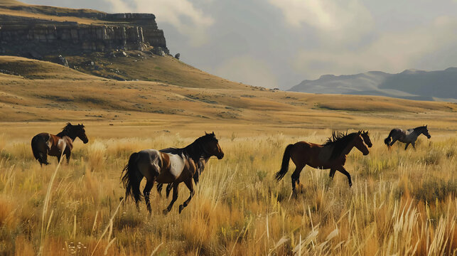 The horses in the grasslands