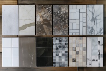 individual matching tile samples with kitchen cabinet door for design