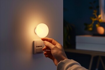 individual adjusting a dimmer switch for mood lighting