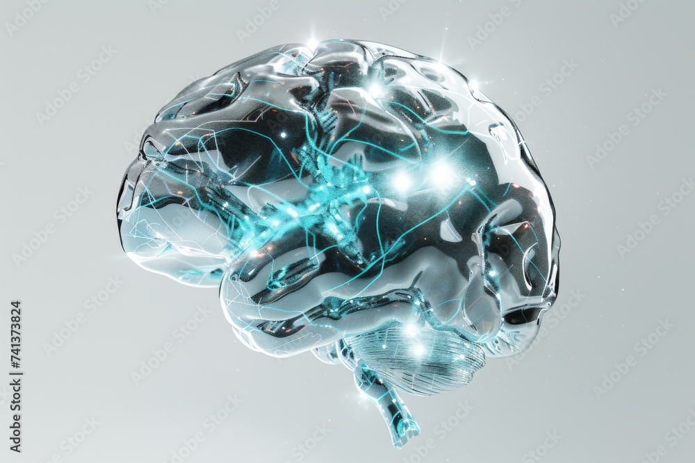 Poster ai brain chip parietal lobe. artificial intelligence mems mind visual feedback axon. semiconductor t