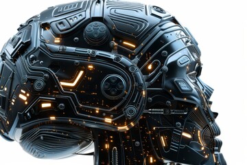 Obraz premium AI Brain Chip disruption. Artificial Intelligence contemplation mind quantum chip axon. Semiconductor lte circuits circuit board neural coding