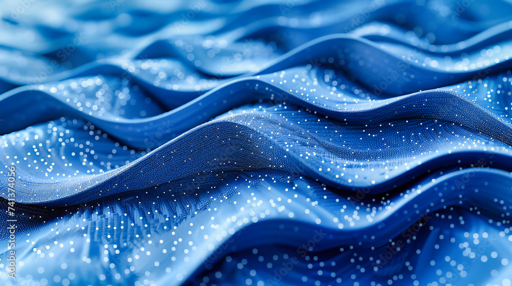 Poster blue abstract background with liquid texture and splash, symbolizing cleanliness and purity in a bri