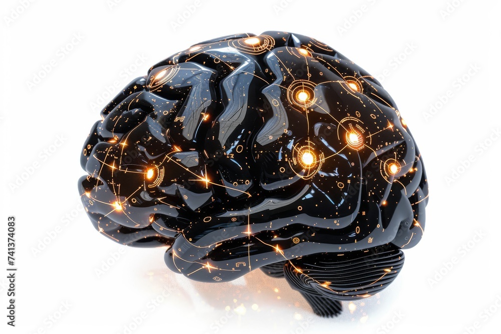 Poster ai brain chip saltatory conduction. artificial intelligence asic mind hemisphere axon. semiconductor