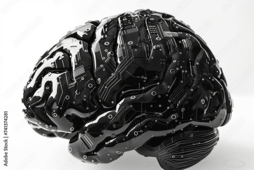 Aufkleber ai brain chip reinforcement learning. artificial intelligence digital tool mind ic axon. semiconduct