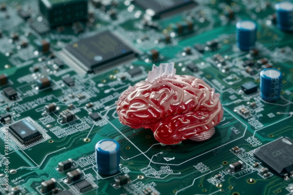 Poster ai brain chip amnesia. artificial intelligence cooling system mind nausea axon. semiconductor quantu