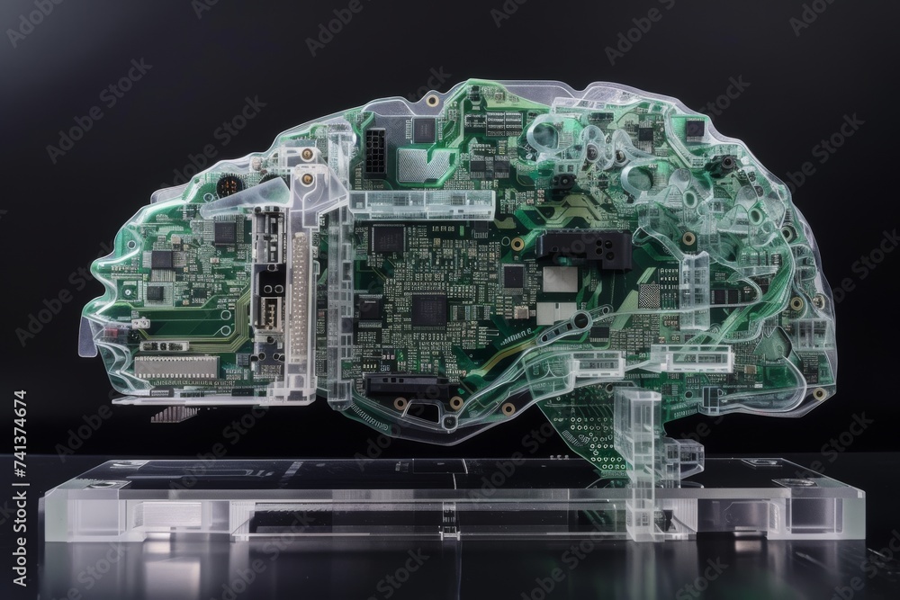 Poster ai brain chip neural development. artificial intelligence ltp mind thermal paste axon. semiconductor