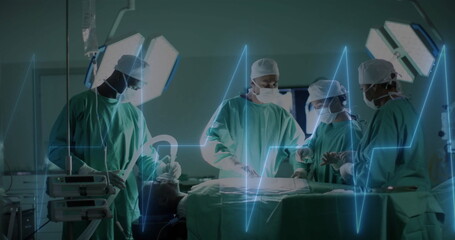 Image of data processing over diverse surgeons in hospital
