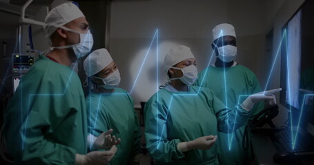Image of data processing over diverse surgeons in hospital