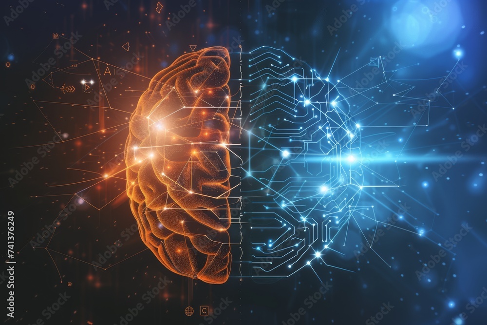Poster ai brain chip data privacy. artificial intelligence energy medicine mind excitatory synapses axon. s
