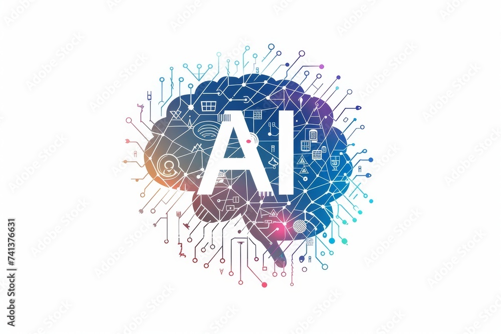 Poster ai brain chip envision. artificial intelligence visual prosthetics mind synaptic vesicles axon. semi