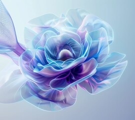 Artistic depiction of a translucent, glowing flower with intricate details, expressing themes of beauty, fragility, and artistry, Concept of nature, art, and fragility
