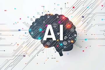 AI Brain Chip visionary entrepreneur. Artificial Intelligence ai smart healthcare mind axon axon. Semiconductor nlp circuit board mental balance - obrazy, fototapety, plakaty