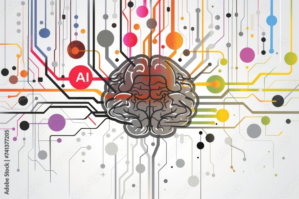 Aufkleber ai brain chip ltp. artificial intelligence stream visualization mind neurological research axon. sem