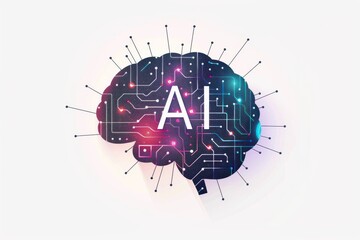 AI Brain Chip poct. Artificial Intelligence substance k mind ai transformation team axon. Semiconductor autonomous system circuit board algorithm - obrazy, fototapety, plakaty