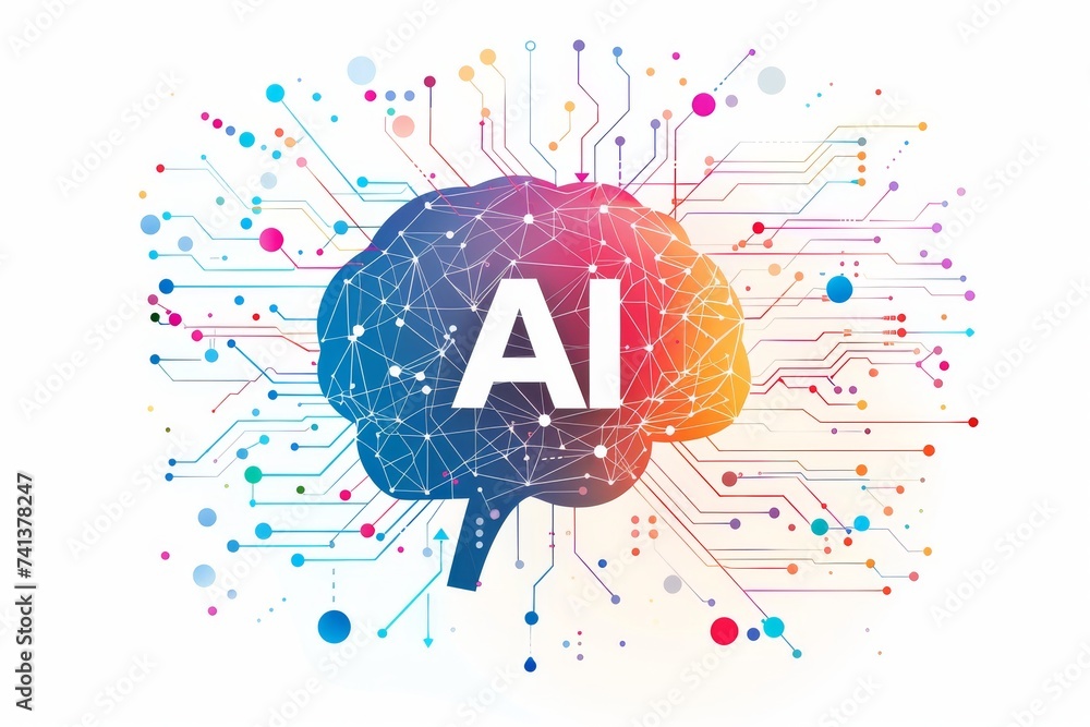 Poster ai brain chip innovation. artificial intelligence wernicke area mind chip generation axon. semicondu