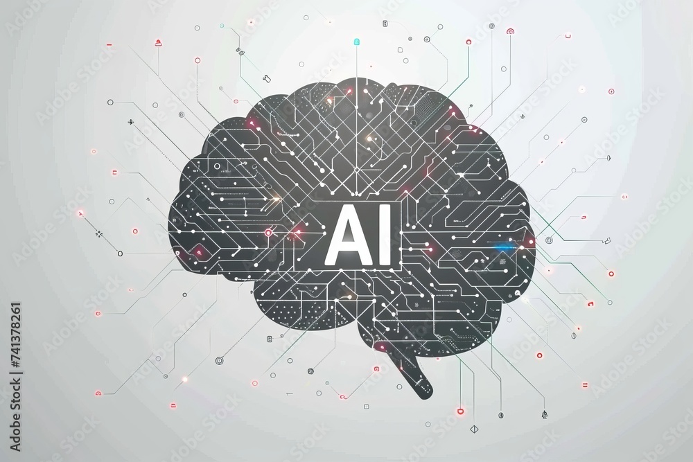 Poster ai brain chip transistors. artificial intelligence cryptomnesia mind server architecture axon. semic