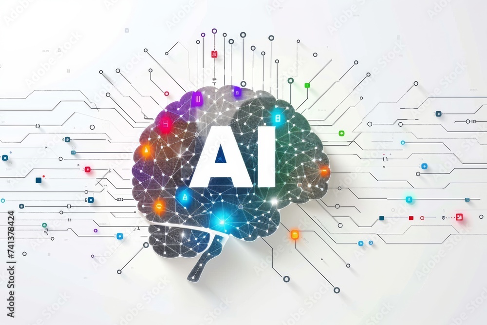 Poster ai brain chip encryption key management. artificial intelligence superposition mind spiral ct axon. 