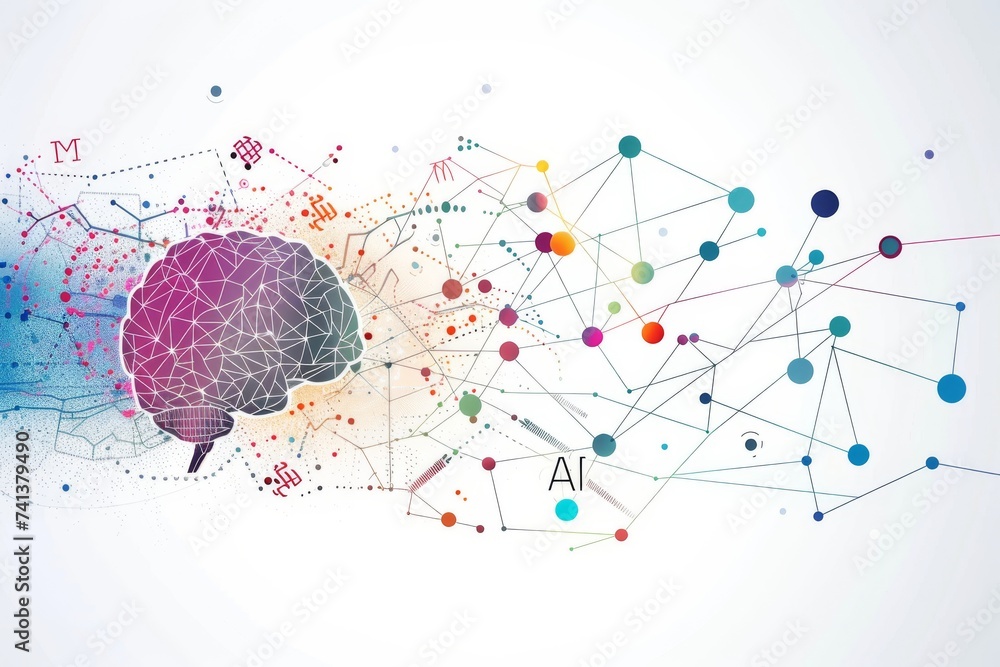 Poster ai brain chip neurological prevention. artificial intelligence ghz mind synaptic vesicles axon. semi