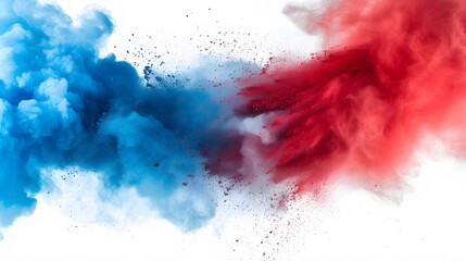 A Red and Blue Watercolor explosion splash of paint on a white background. - obrazy, fototapety, plakaty