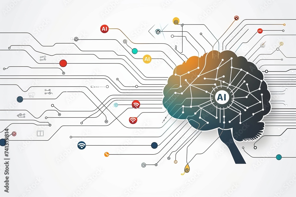 Poster ai brain chip healthtech innovation. artificial intelligence pcie mind cns axon. semiconductor memor