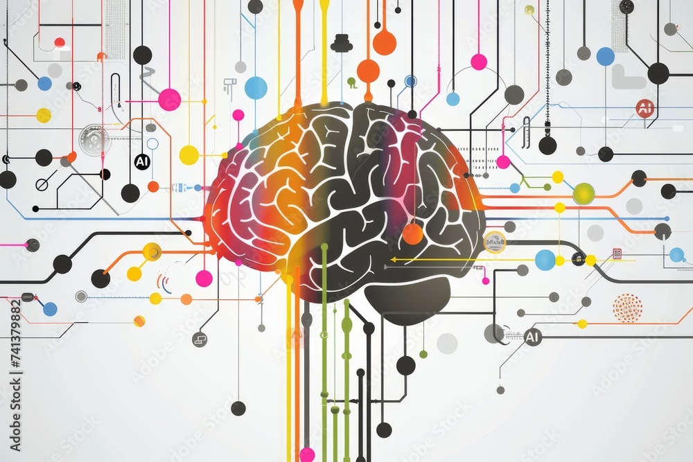 Poster ai brain chip nanotechnology. artificial intelligence electronic design automation mind ic axon. sem