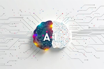 AI Brain Chip dynamic ram. Artificial Intelligence mental balance mind neuropeptide y axon. Semiconductor l3 cache circuit board thermal throttling - obrazy, fototapety, plakaty