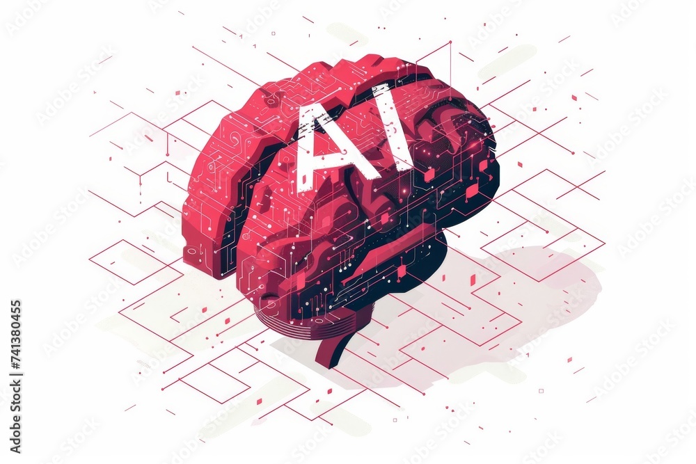 Poster ai brain chip visionary leadership. artificial intelligence ai scalability mind visual display axon.