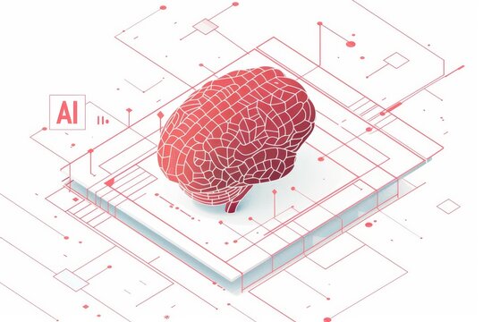 AI Brain Chip 3d printing. Artificial Intelligence mental toughness mind low dose ct axon. Semiconductor neon sky blue circuit board spatial memory