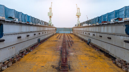 Empty Dry dock for maintence large vessel ship. Dry dock service