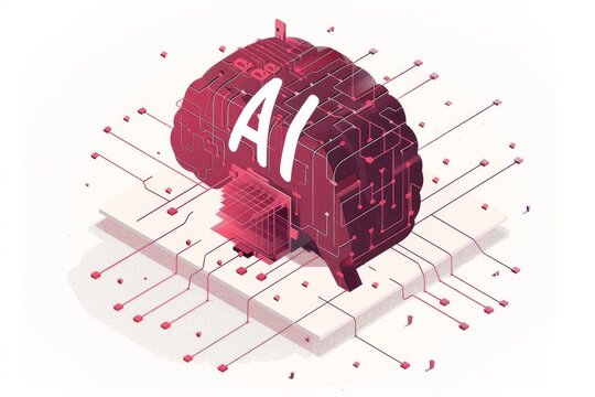 AI Brain Chip huntington disease. Artificial Intelligence icon collection mind language network axon. Semiconductor nt 4 circuit board neon fuchsia