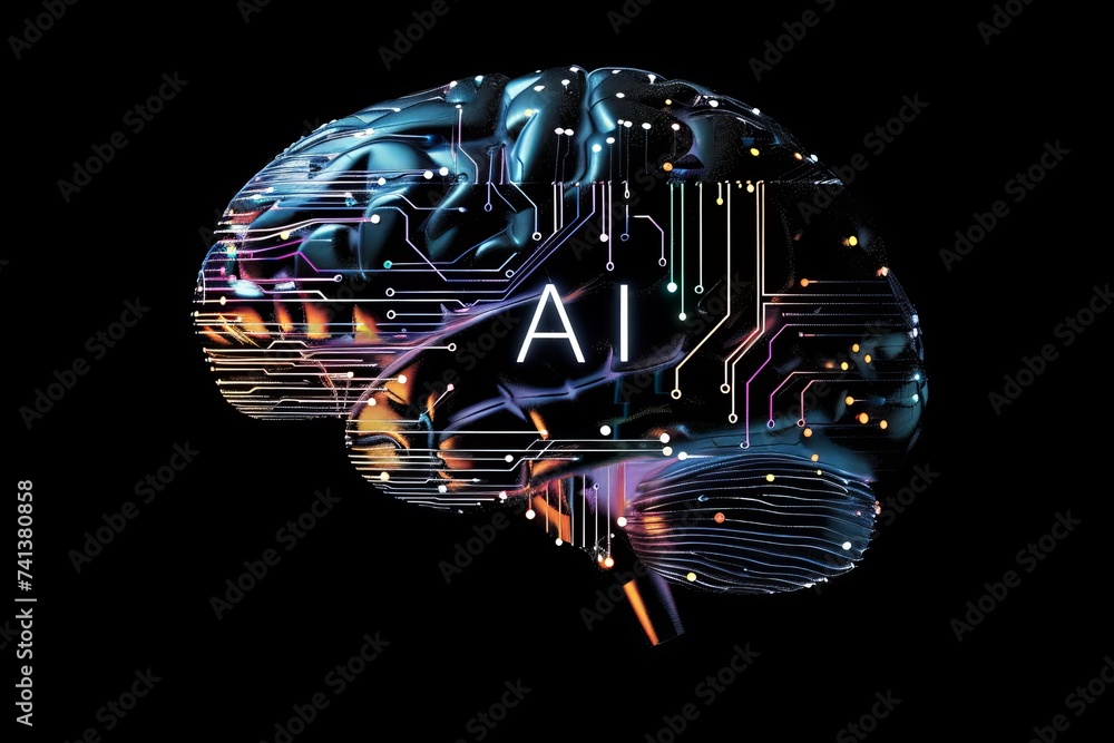Aufkleber ai brain chip persistence. artificial intelligence fans mind plasma etching axon. semiconductor vomi